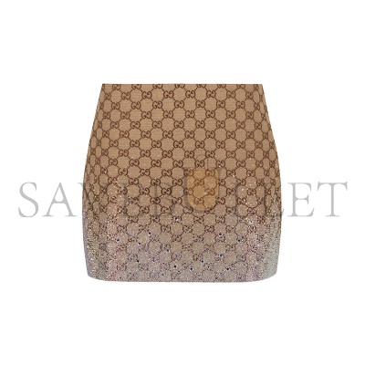 GUCCI WOMEN'S NATURAL CANVAS MINI SKIRT 808272